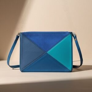 100% Leather Colorblock Suede & Leather Crossbody/Clutch Bag